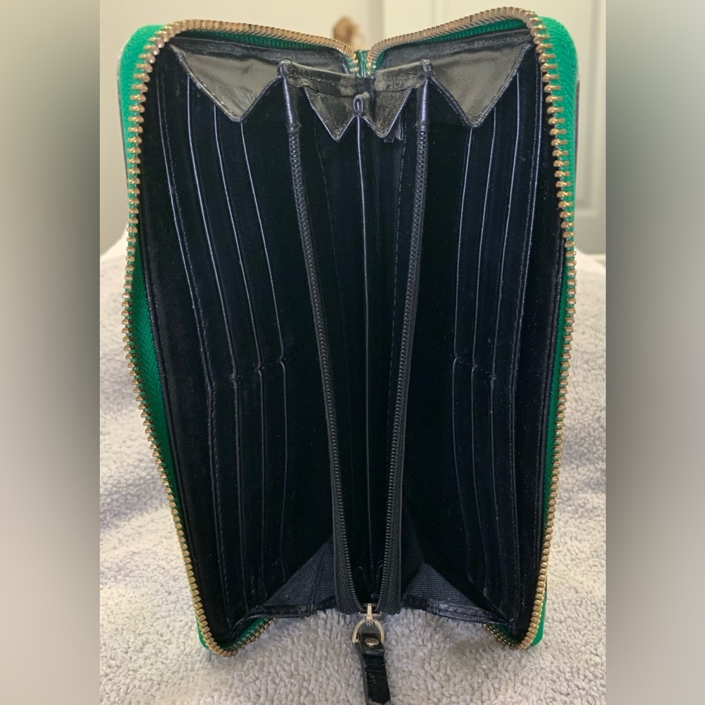 Kate Spade Lacey Zip Green and Cream Polka Dot Wallet - Picture 4 of 13